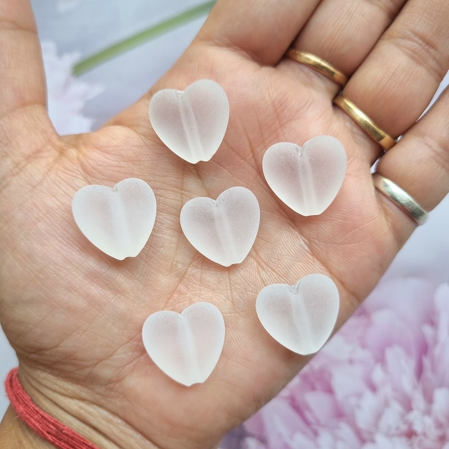Acrylic Frost Heart Beads