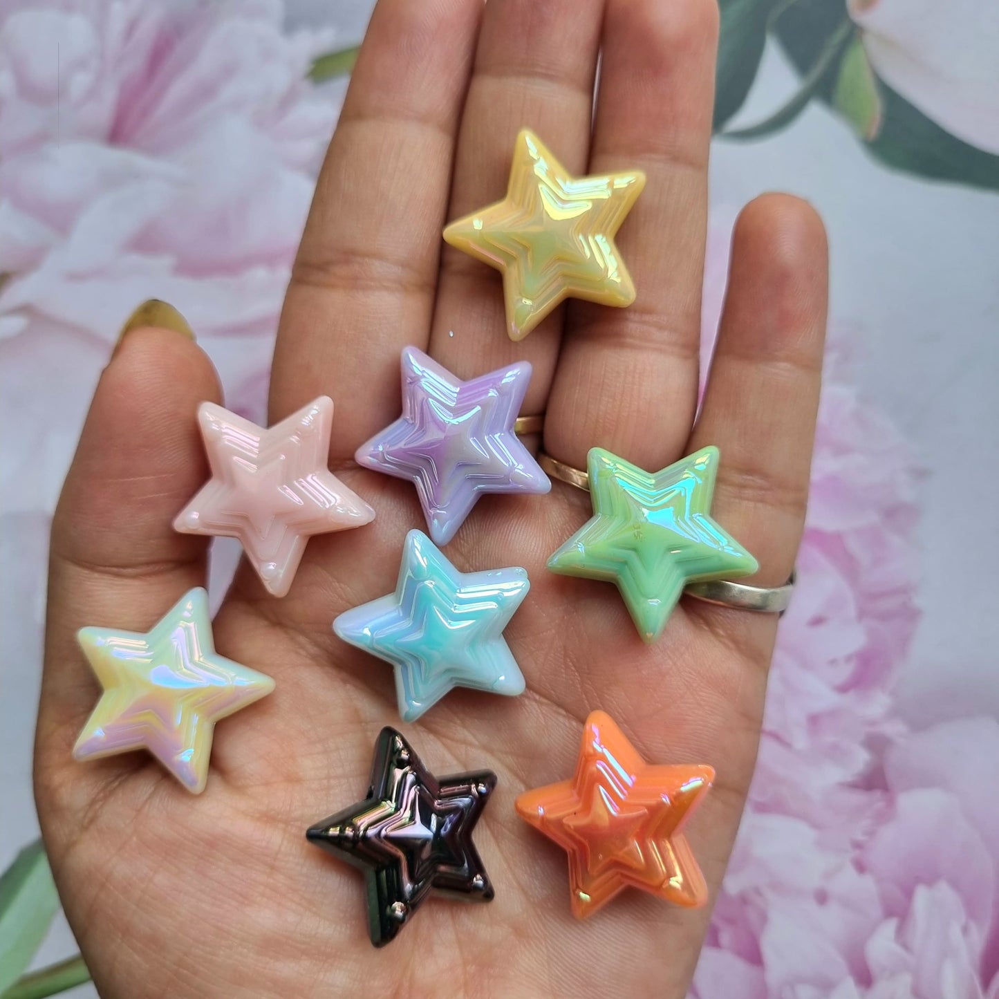 Acrylic Rainbow Shine Premium Star Beads