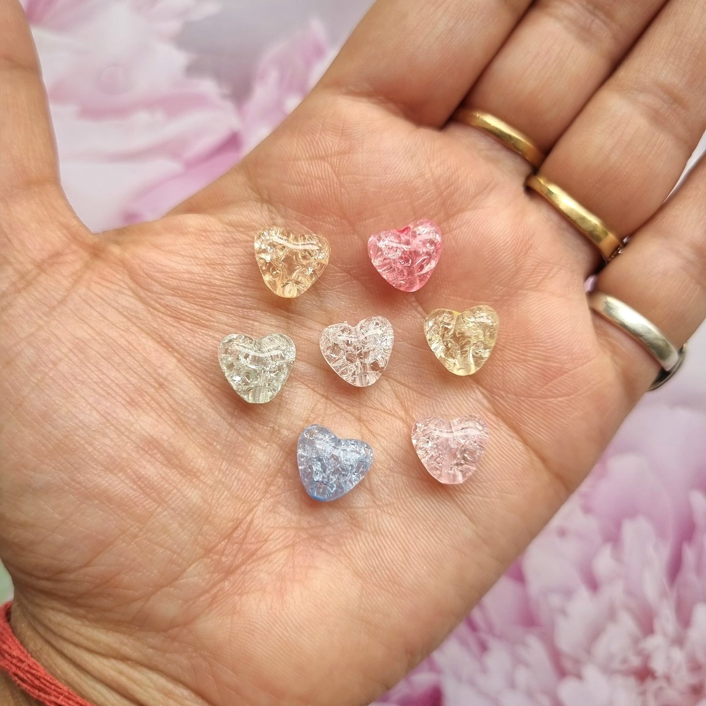 Acrylic Crackle Heart Beads