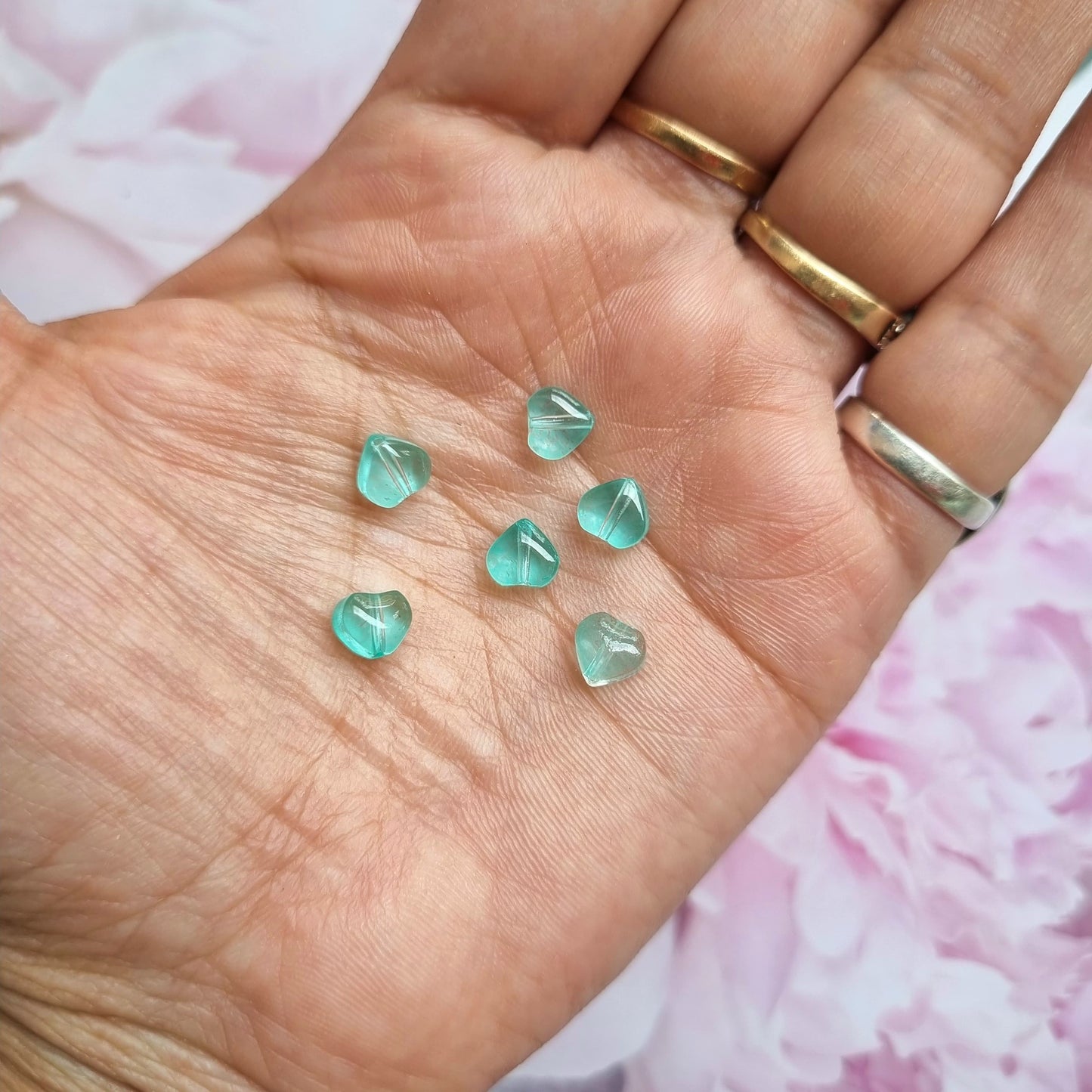 Glass Beads - Mini Heart (Aqua)