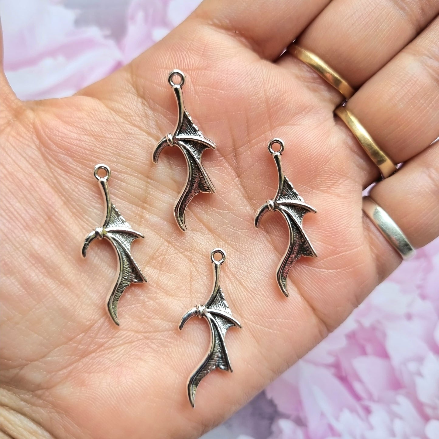 Silver Metal Charm - Bat Wing