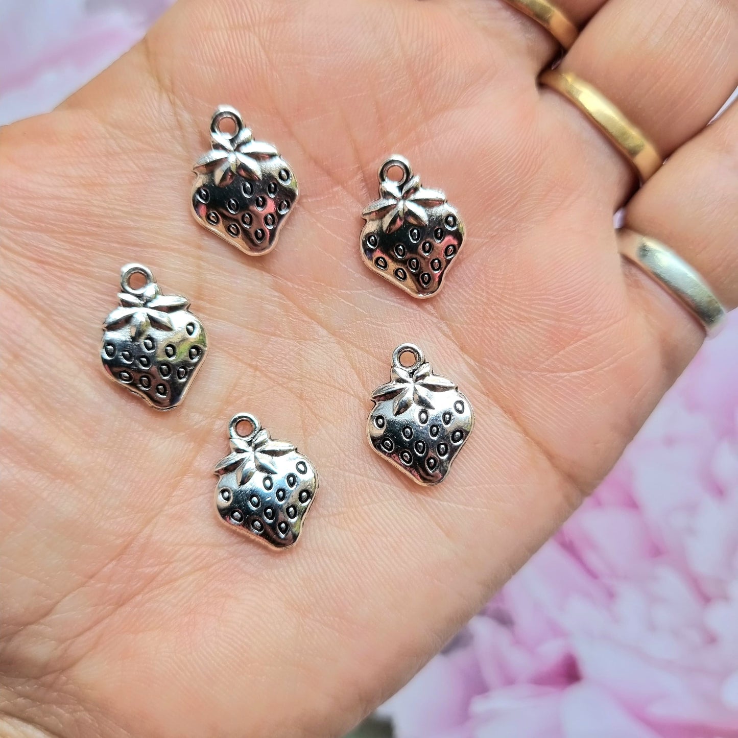 Silver Metal Charm - Strawberry