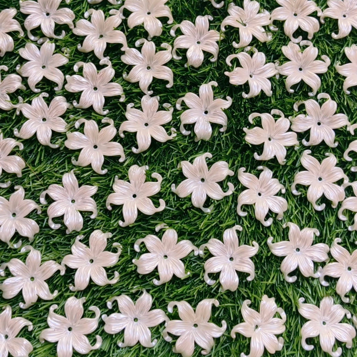 Acrylic Pearlish Flower Caps