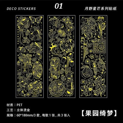 Floral Golden / Silver PET stickers