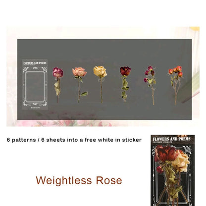 Flowers and Poems Series PET Stickers
