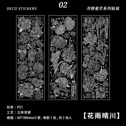 Floral Golden / Silver PET stickers
