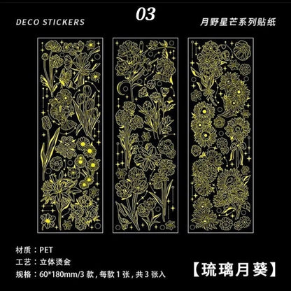 Floral Golden / Silver PET stickers