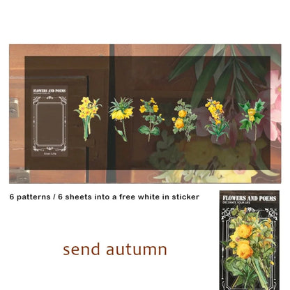 Flowers and Poems Series PET Stickers