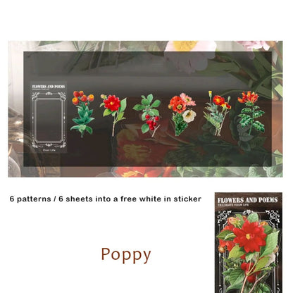 Flowers and Poems Series PET Stickers