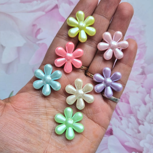 Acrylic Pastel Flower Beads (Scratched)