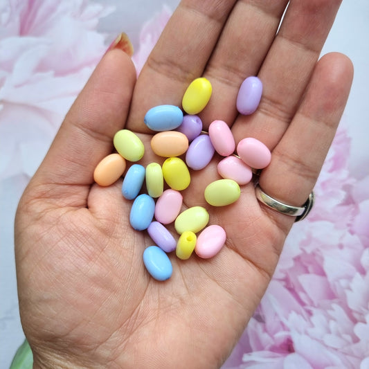 Acrylic Pastel Oval Beads
