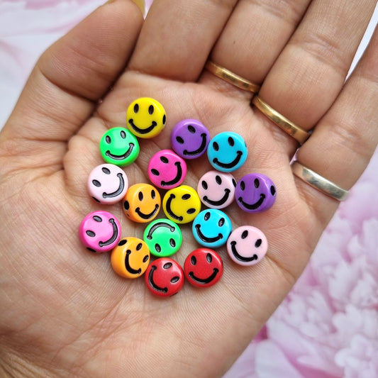 Acrylic Colourful Smiley Beads
