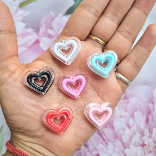 Acrylic Colourful Heart Beads
