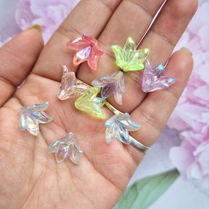 Acrylic Bell Flower Beads (Rainbow Shine) (Lily)