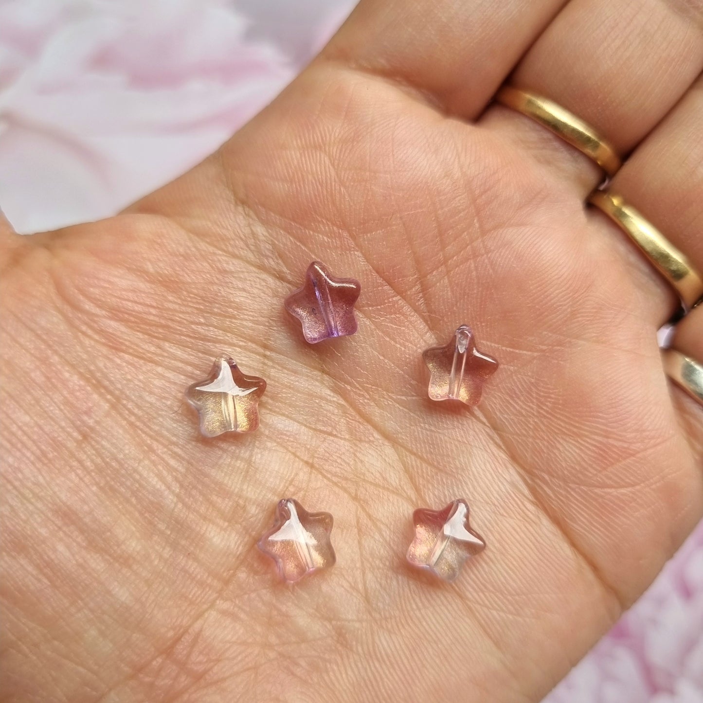 Glass Beads - Glittery  Star (Lilac)