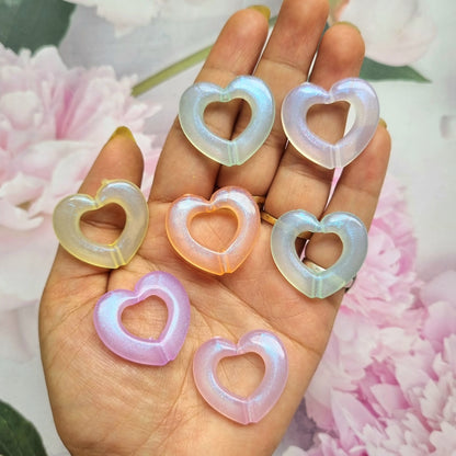 Luminous Acrylic Glitter Heart Rings