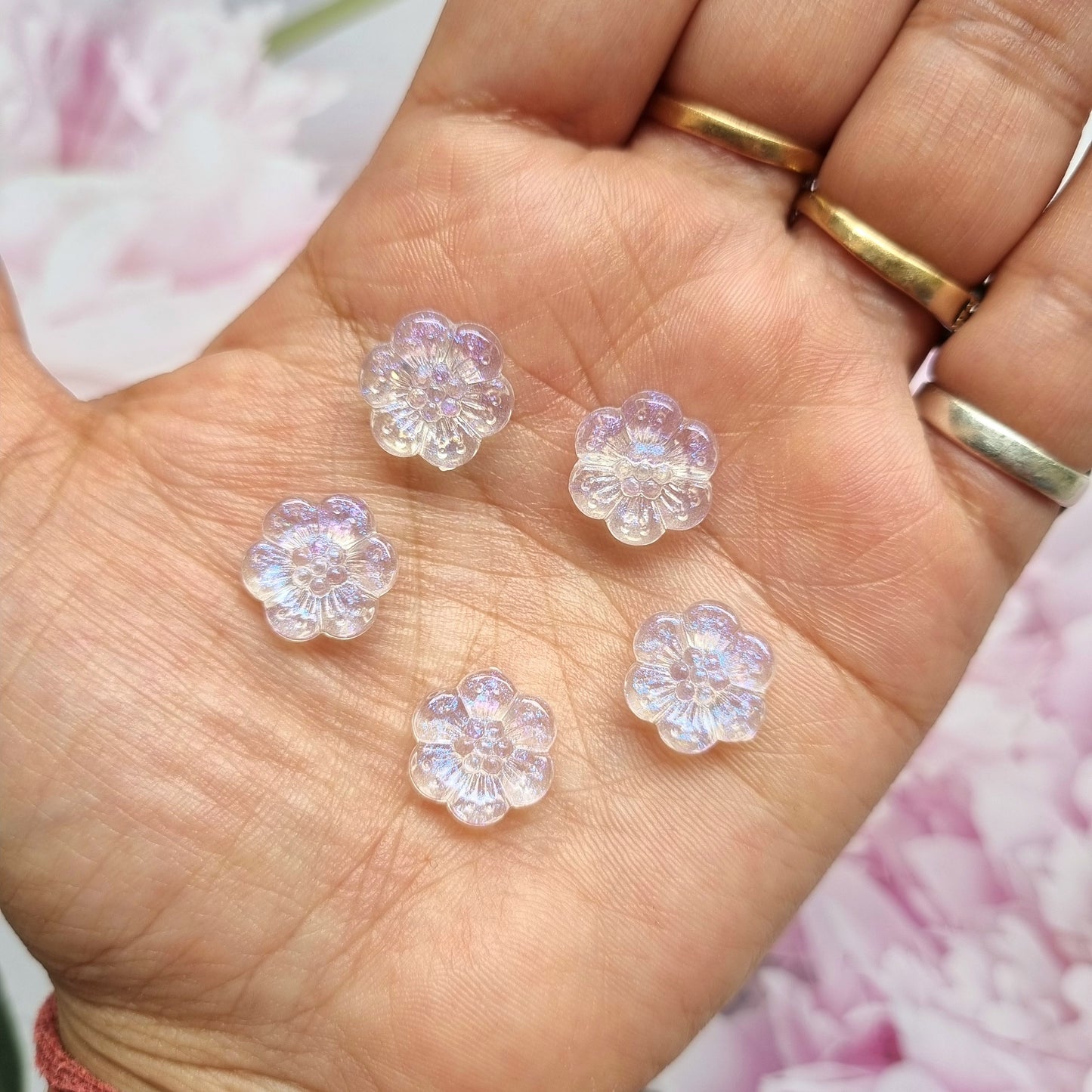 Acrylic Glitter Flower Beads