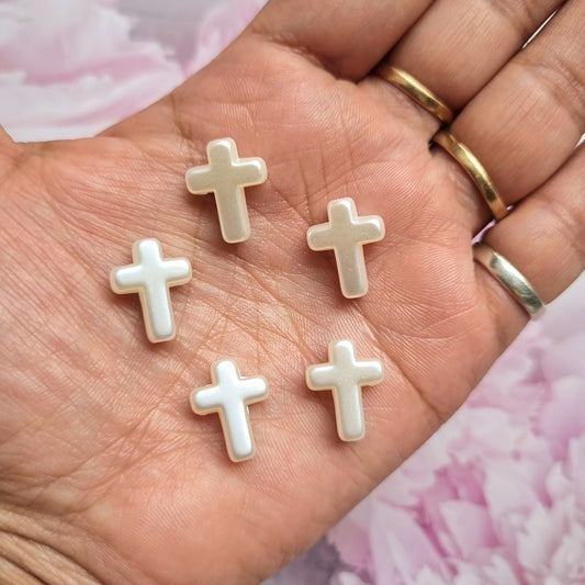 Acrylic Pearl Cross Beads