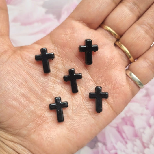 Acrylic Cross beads (Black)