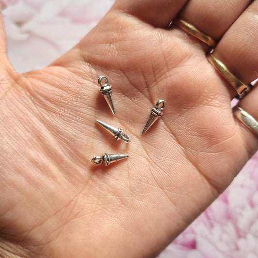 Silver Metal Charm - Spike cone