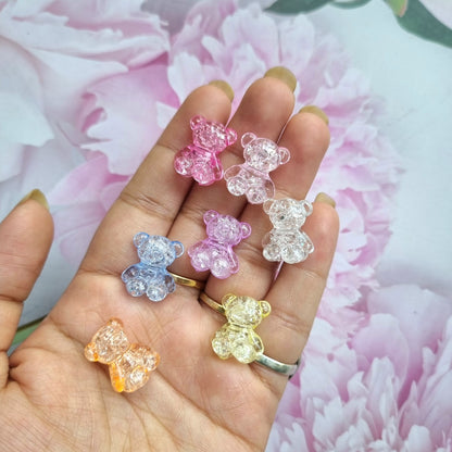 Acrylic Transparent Crackle Teddy Beads
