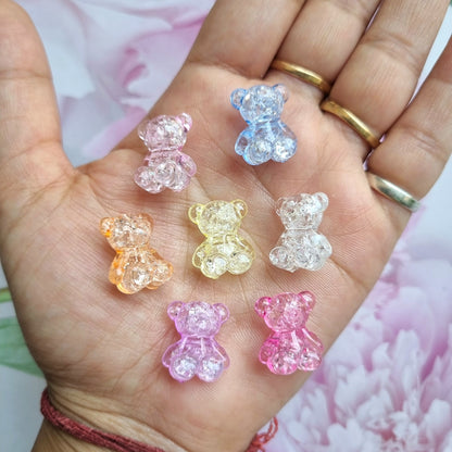 Acrylic Transparent Crackle Teddy Beads