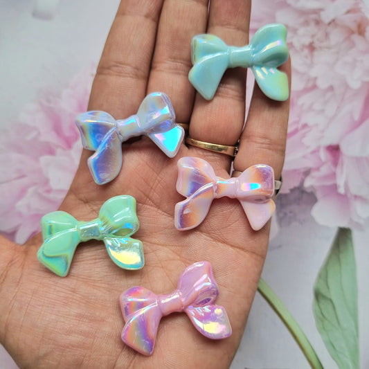 Acrylic Glitter Bow Beads (Scratched)