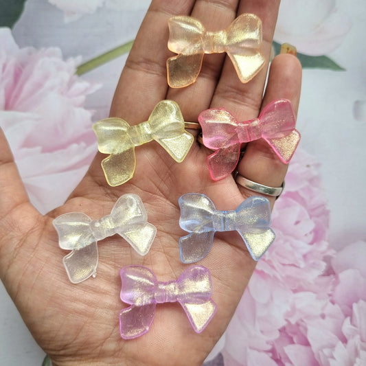 Acrylic Glitter Bow Beads