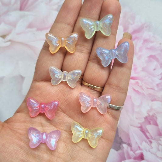 Luminous Acrylic Glitter Bow Beads
