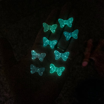 Luminous Acrylic Glitter Bow Beads