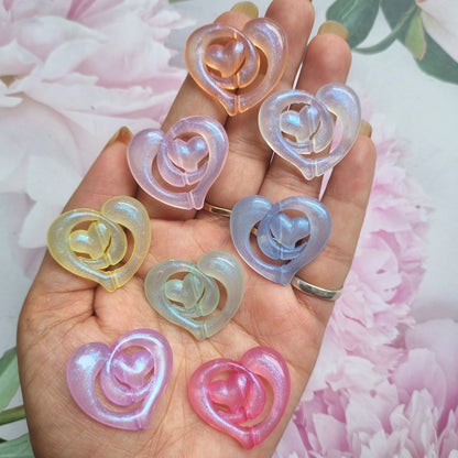 Luminous Acrylic Glitter Heart Pretzel Beads