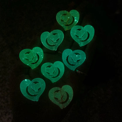 Luminous Acrylic Glitter Heart Pretzel Beads