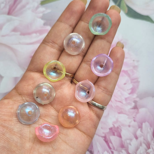 Luminous Acrylic Glitter Jelly Fish Caps Beads