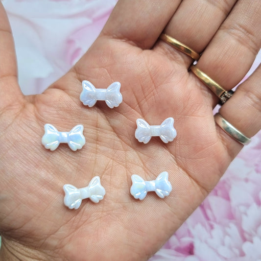 Acrylic Rainbow shine White Bow Beads