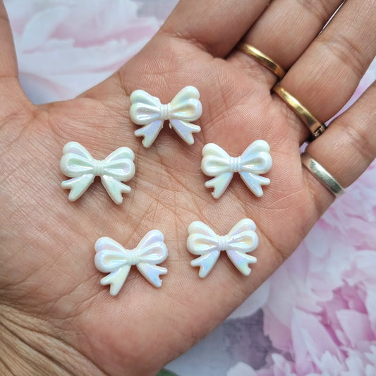 Acrylic Rainbow shine White Bow Beads