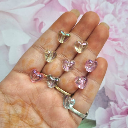 UV Plated Rainbow Shine Iridescent Heart Beads