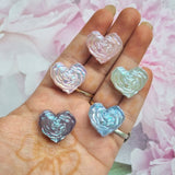 UV Plated Rainbow Shine Iridescent Rose Heart beads