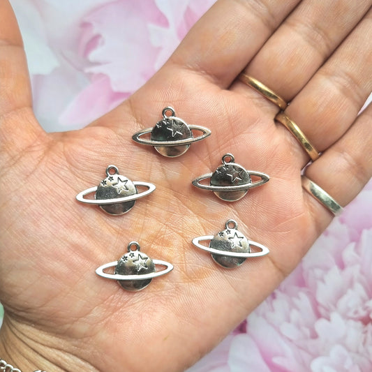 Silver Saturn Charm