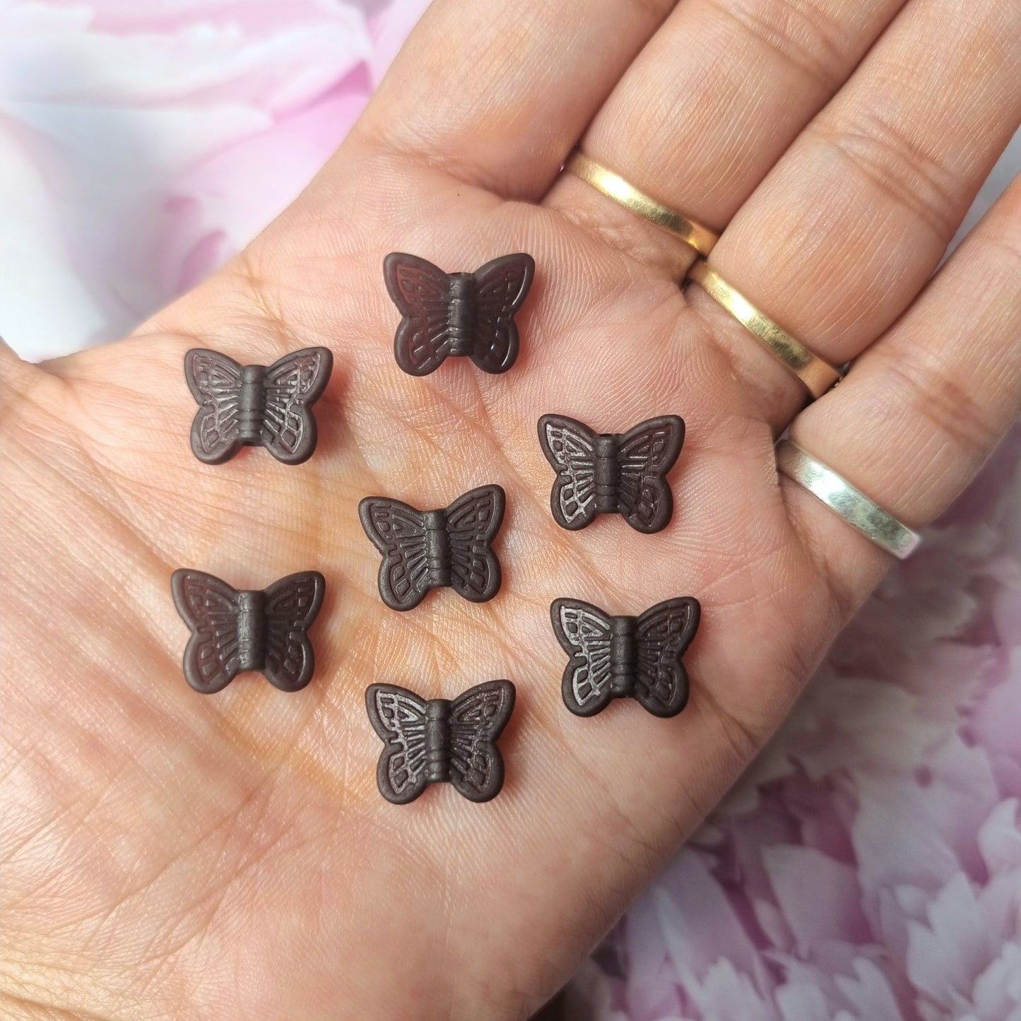 Acrylic Frosted Black Butterfly Beads (Small)