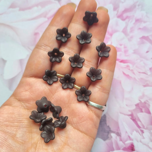 Acrylic Frosted Black Flower Caps