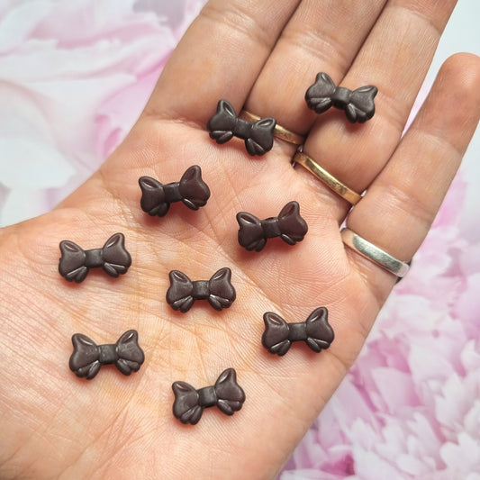 Acrylic Frosted Black Bow Beads
