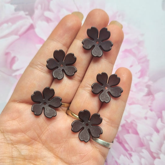 Acrylic Frosted Black Flower Beads