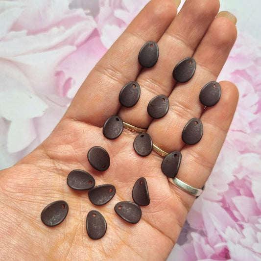 Acrylic Frosted Black Petal Beads