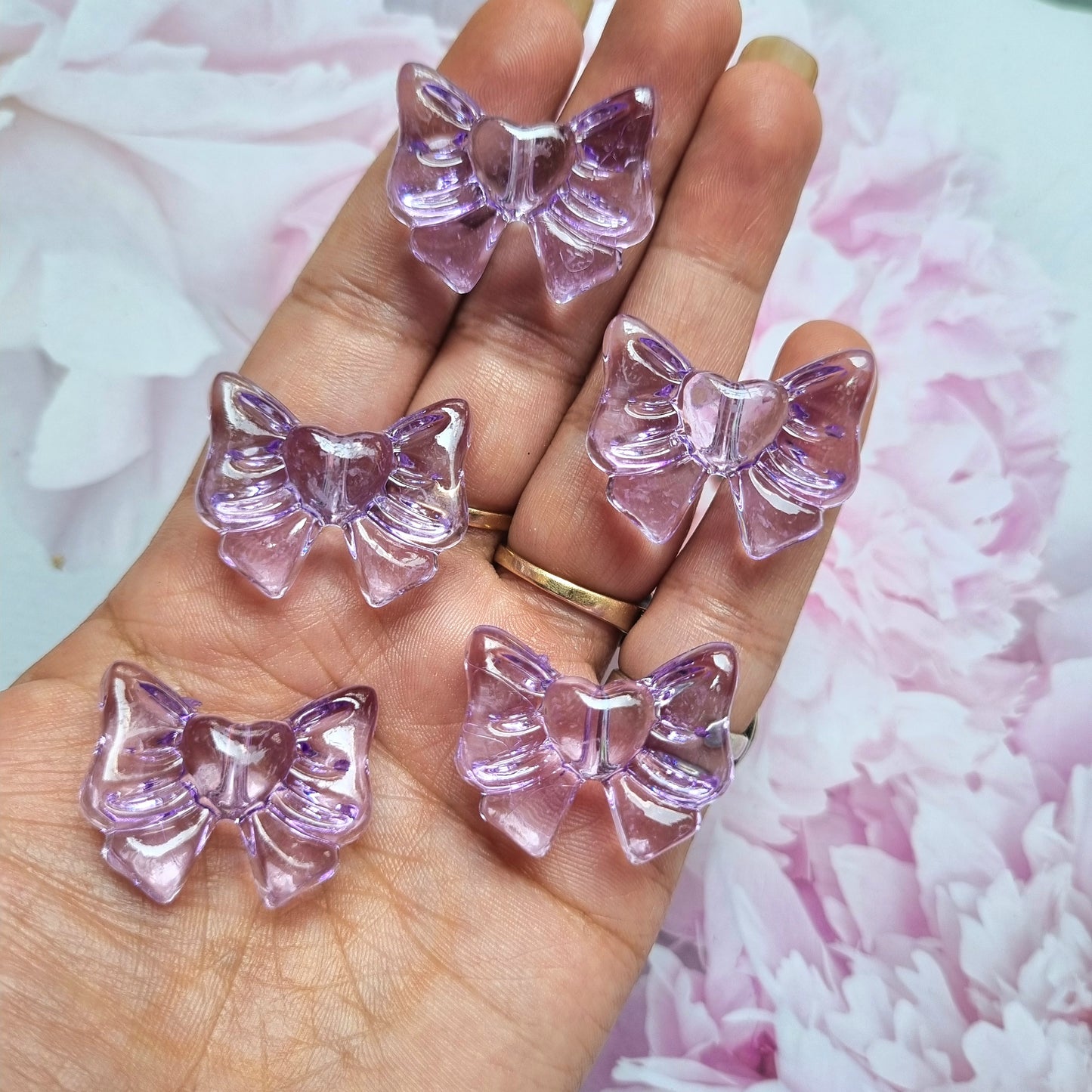 Acrylic Transparent colored Bow Beads