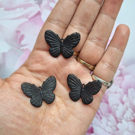 Acrylic Frosted Black Butterfly Beads