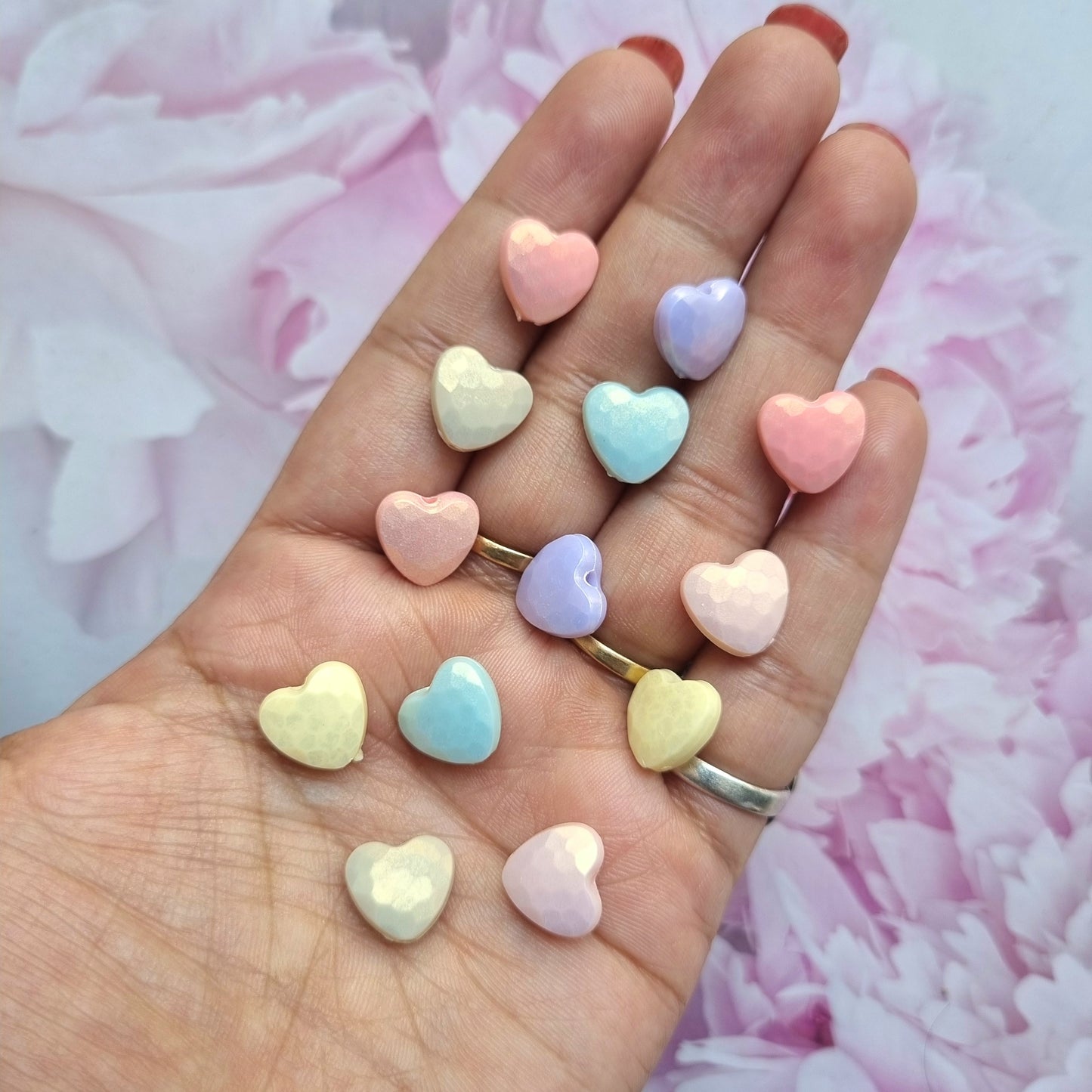 Acrylic Metallic Shade Heart Beads