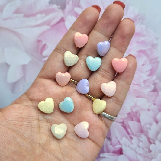 Acrylic Metallic Shade Heart Beads