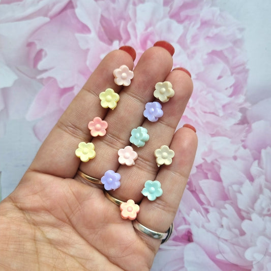 Acrylic Metallic Shade Flower Beads