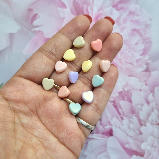 Acrylic Metallic Shade Heart Beads