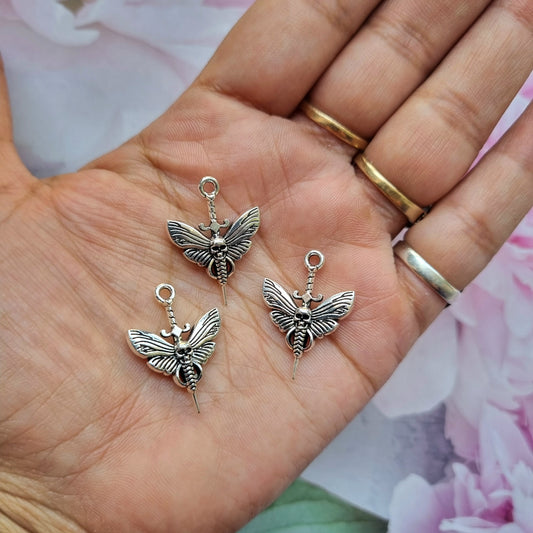Metal Charms - Skull Sword with Butterfly / Moth